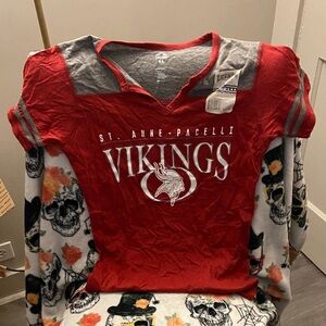Vikings Red and Gray Women's Short Sleeve Tee
